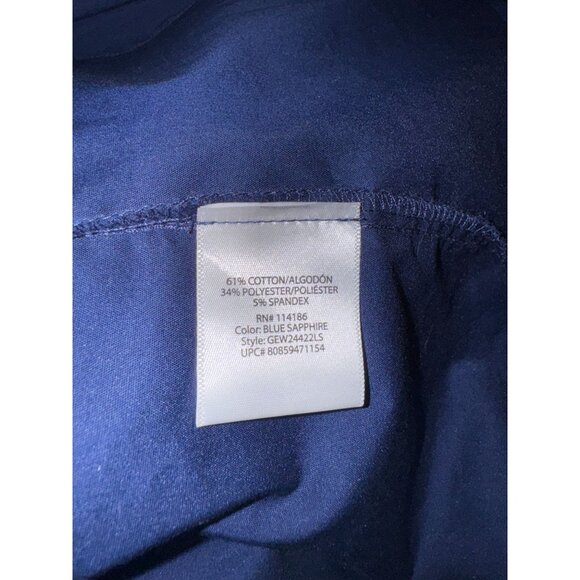 George Womens Plus Size 3X Button-Up Shirt Blue Sapphire 3/4 Sleeves 22W-24W Cot - Picture 3 of 6